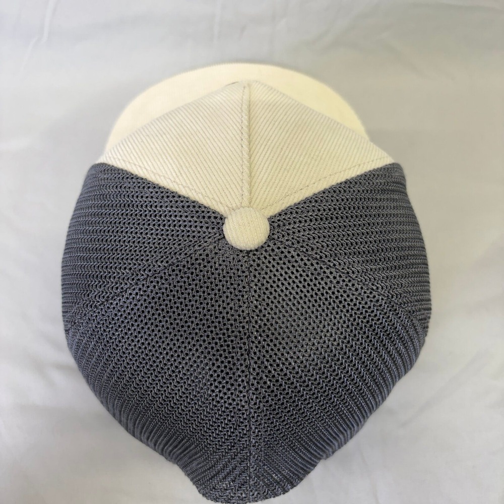 RVCA Trucker Hat Corduroy Snapback Mens OSFM Cream Grey Leather Patch 1489 - Picture 3 of 6